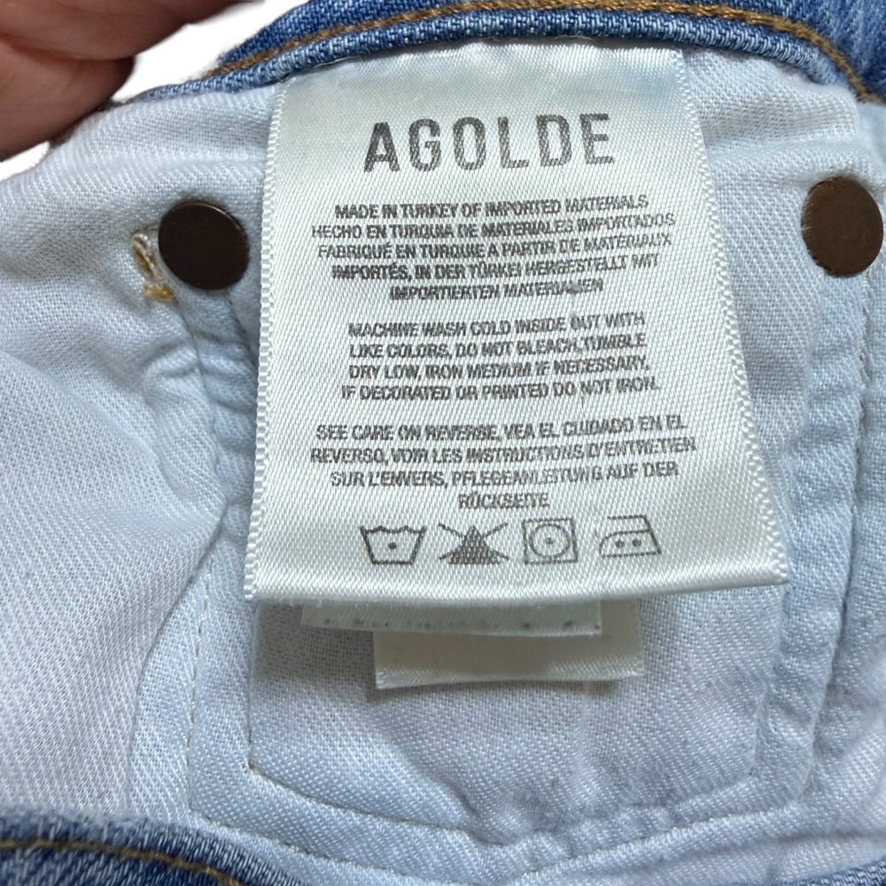 Agolde High Rise Distressed Light Blue Jeans - Picture 7 of 7